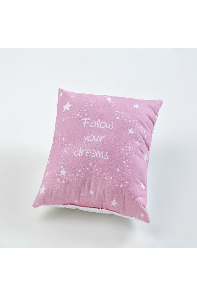 Follow Your Dreams Pink Dekoratif Kare Yastık